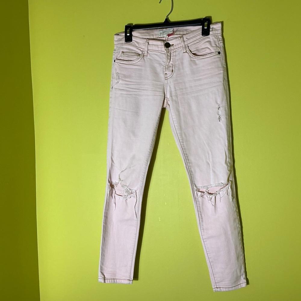Current Elliott The Stiletto Pink Blushback Harbor Destroyed Jeans